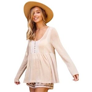 Women's Cream Long Sleeve Top